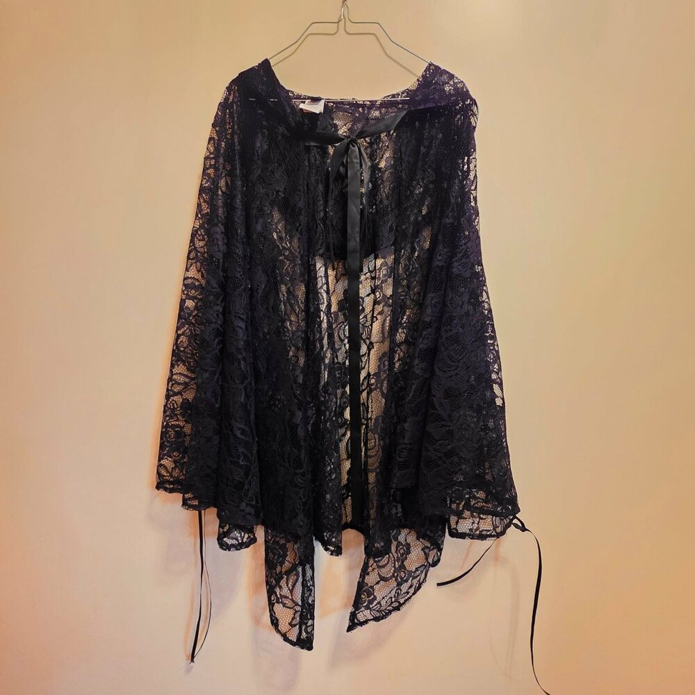 Shein Curve Black Lace Cape w/Hood 4XL